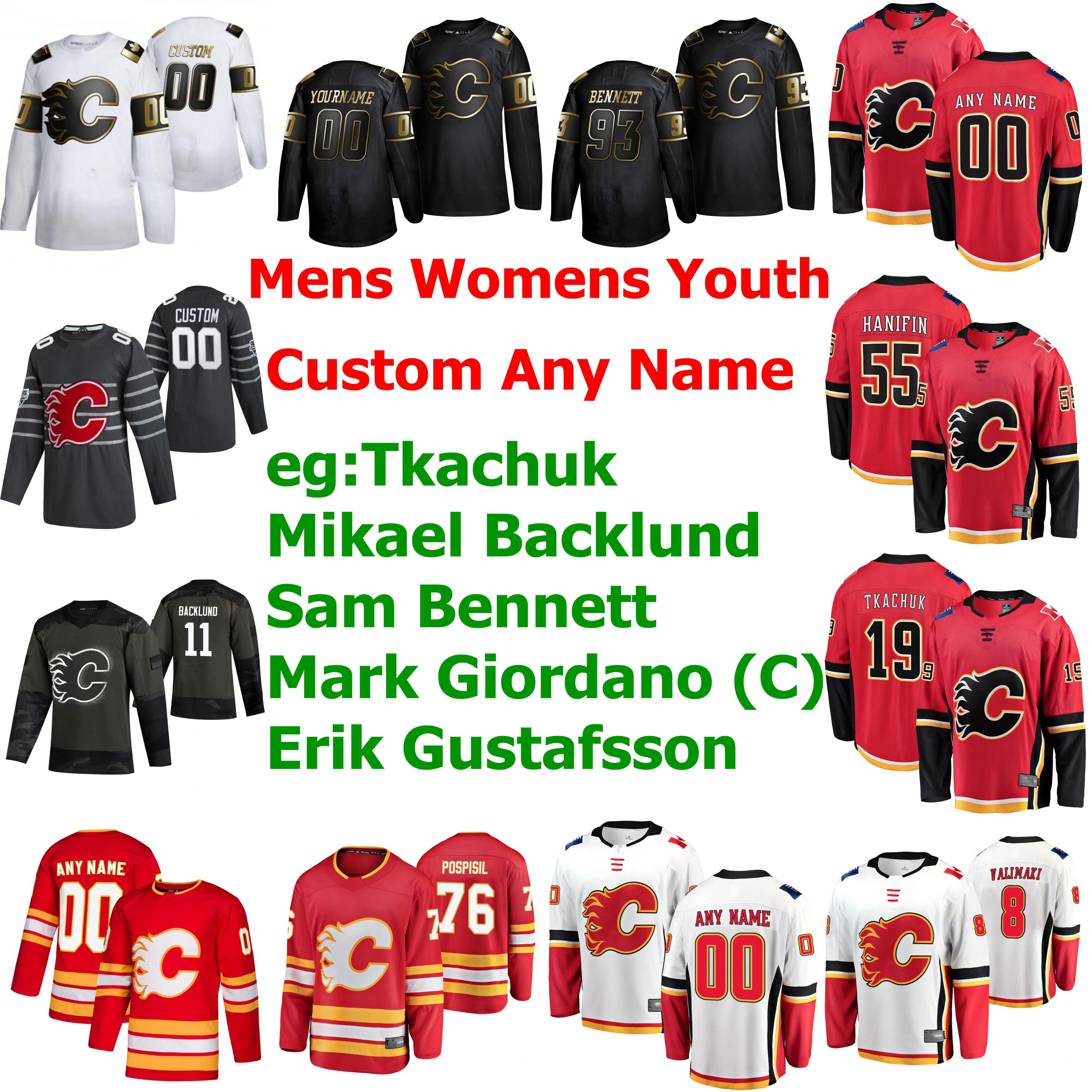 Calgary Flames 2020 All-Star Hockey Jerseys 56 Erik Gustafsson 20 Derek Forbort Johnny Gaudreau Sam Bennett Mark Giordano Custom Ed
