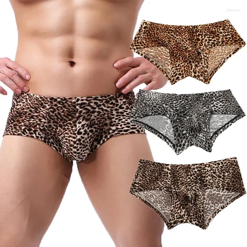 Sous-pants 3pcs / lots Leopard Sous-vêtements Sexy Boxer Boxer Boxer Cucea Gay Boxershorts Slip Homme Bikini Briefs