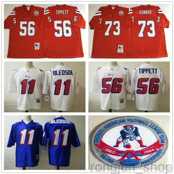 NCAA 1984 Retro #56 Andre Tippett Vintage Football Jersey Bicked #73 John Hannah #11 Drew Bledsoe Blue Red Phiteys Stirts S-3XL