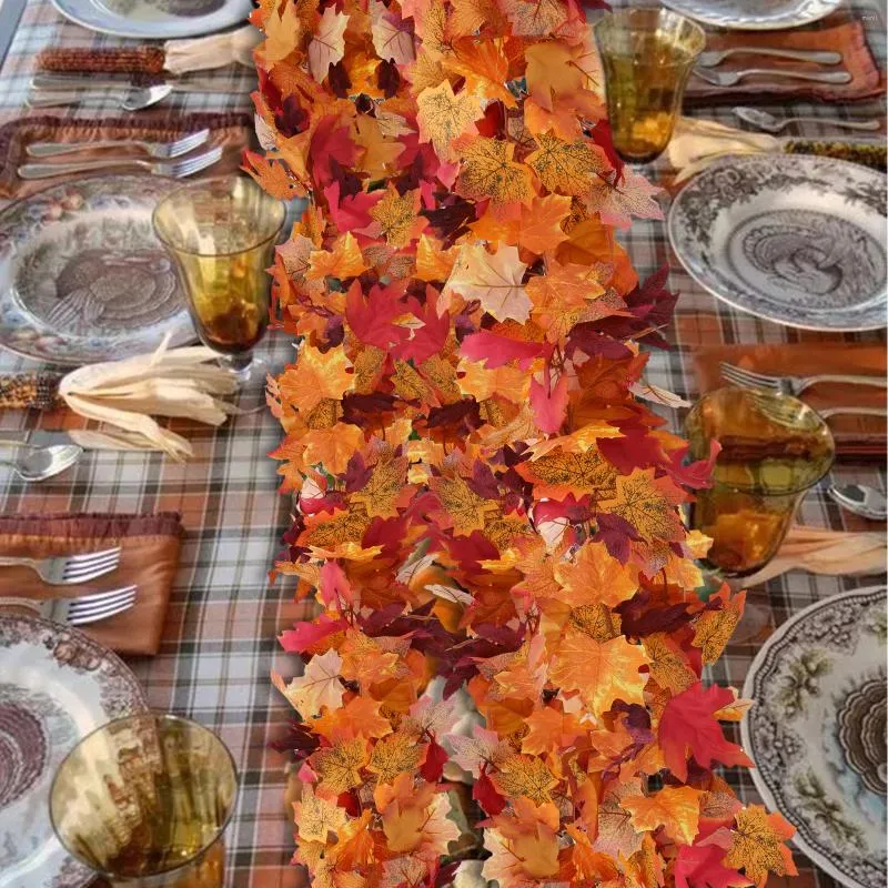 Decoratieve bloemen 175 cm rotan kunstplant herfstdecoratie zwart/rode kleur wijnstokslinger Thanksgiving Halloween-tuin