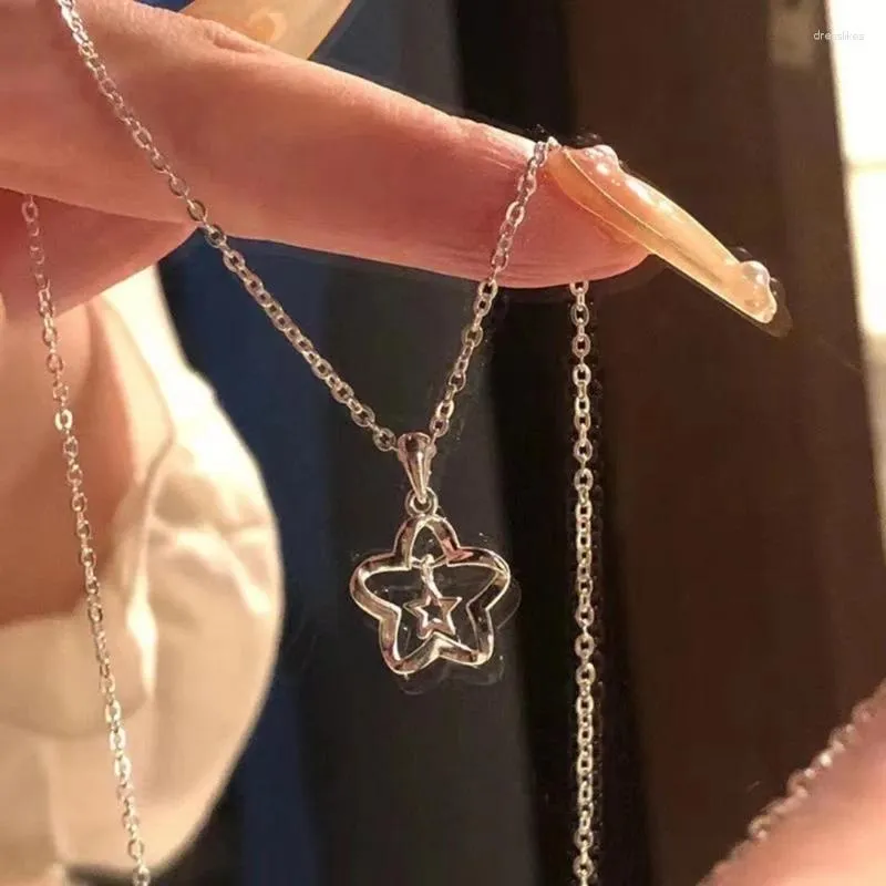 Ожерелье с подвеской в виде пентаграммы, колье с выдалбленной звездой, Y2k, ювелирный сплав, материал, подарок для женщин и девочек