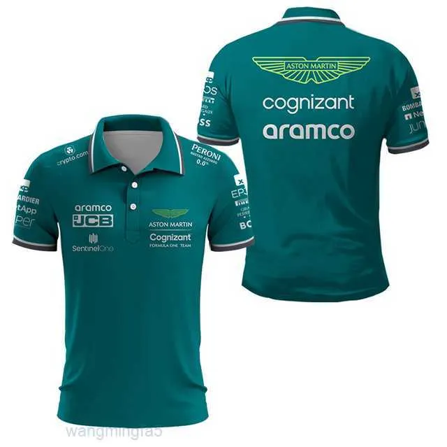 Męskie koszulki Polos Aston Martin 14 Alonso Driver 2023 F1 Team Racing Sports Polo Shirt Fani Green Sofm