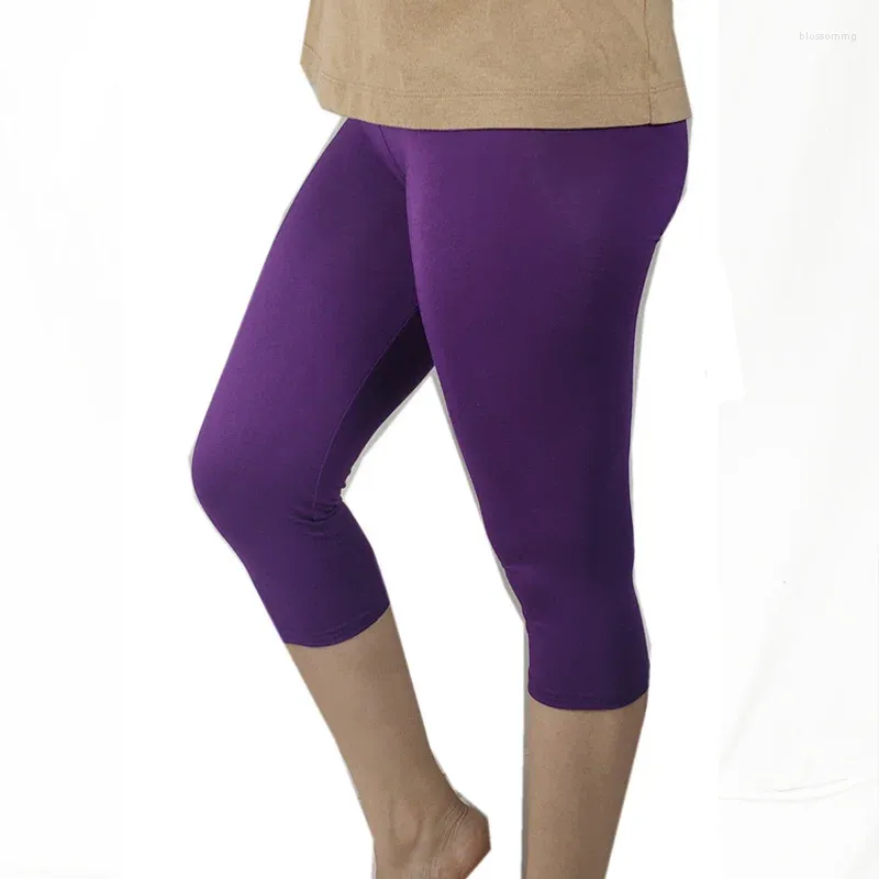 Leggings femininas jeggings verão mulheres cor sólida 3/4 capris curtos senhora grande 7xl 6xl 5xl xs rosa preto roxo vermelho legins