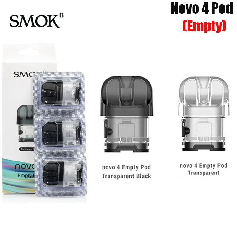 Rök novo 4 pod patron tom 2 ml kapacitet sidofyllning tank kompatibel med lp1 mesh spole 3 st/pack vape e cigarett autentisk