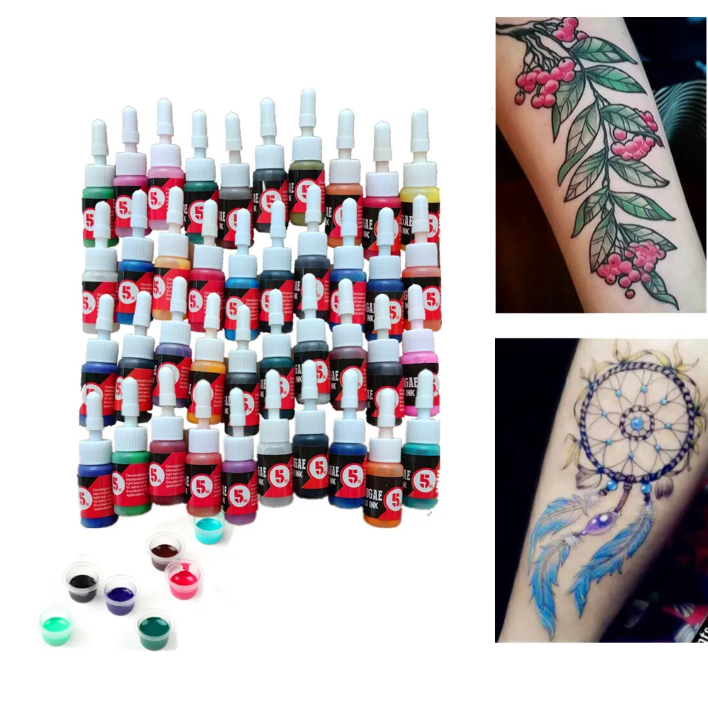 Fornitura di inchiostri per tatuaggi professionali 5 ml 40 colori Set di inchiostri per tatuaggi neri Pigmenti colorati per forniture per trucco permanente Tatto