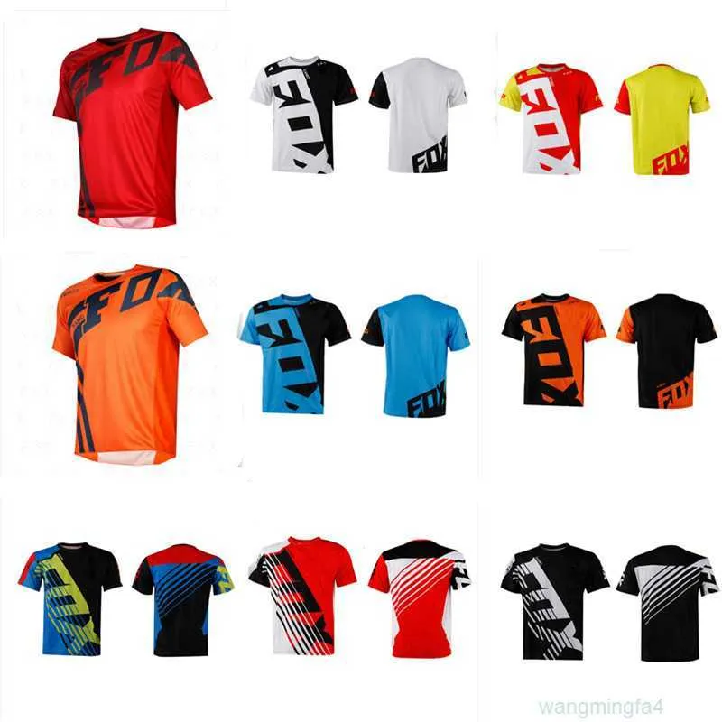 Camisetas masculinas ao ar livre 2022 novo terno de corrida F1 Speed Droop motocicleta em torno do pescoço verão camisa esportiva masculina respirável secagem rápida mangas curtas 9a9o