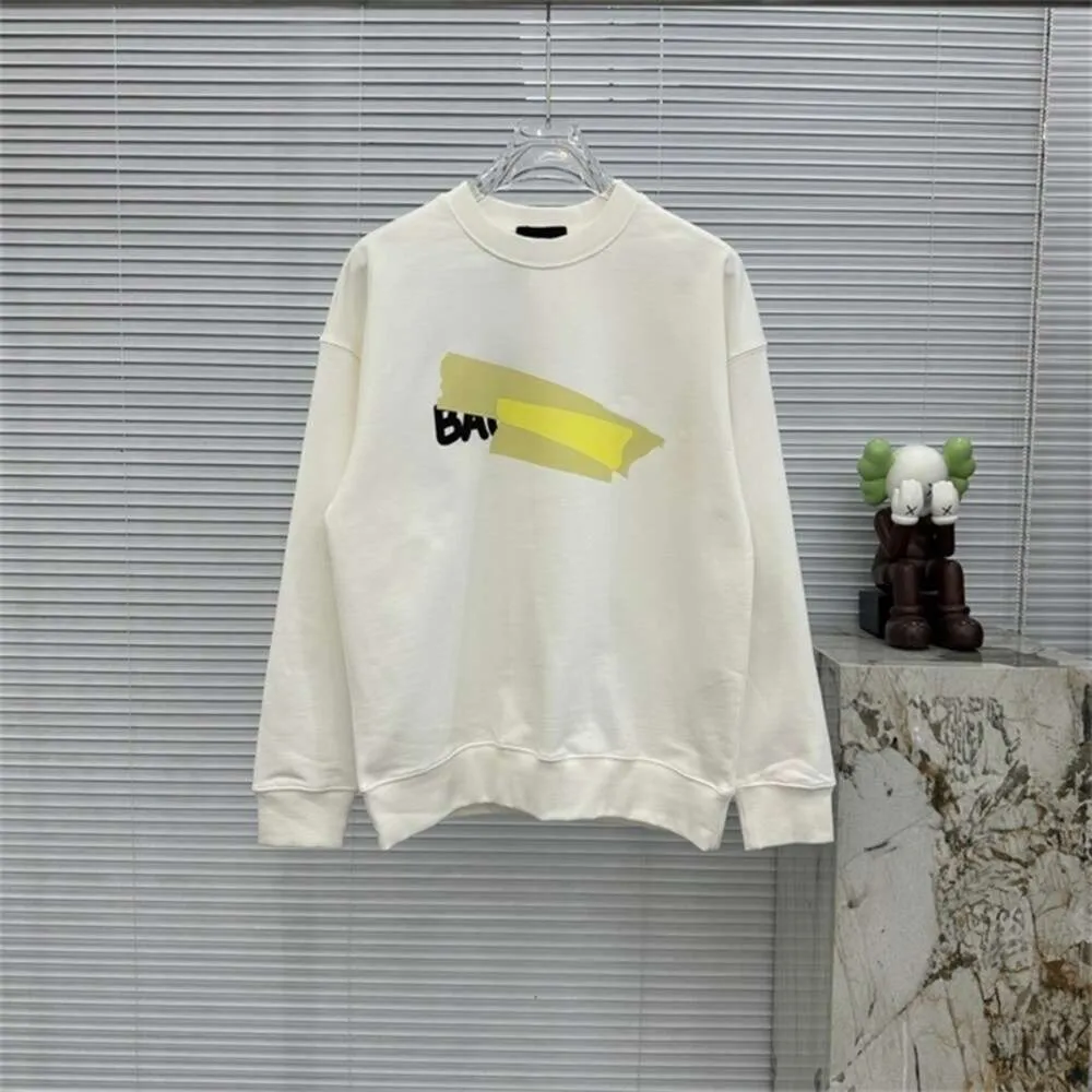 B Home High Version 23fw Paris Autumn/Winter Style Tape Paper Printed Embroidered Sweater for Couples Same Style for Men and Women