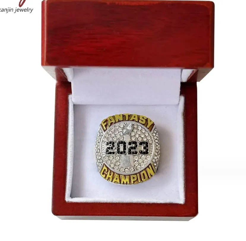 Pierścienie zespołu Q0SC 2023 Fantasy Football Ring FFL Champion Drop Relivery Jewelry