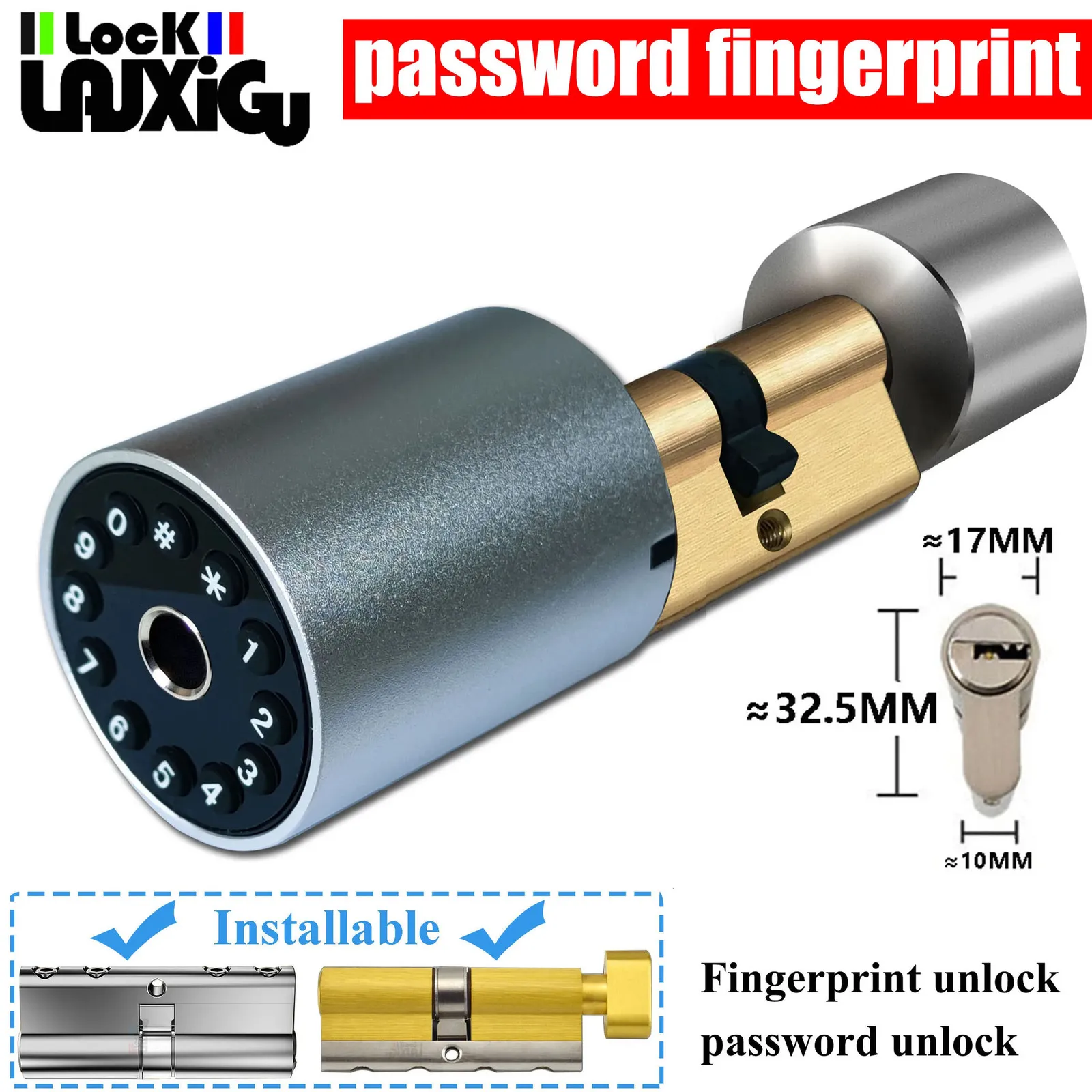 スマートロック可変サイズパスワードロック指紋ドアロックスマートドアロック屋外ドアロック電子ロックTUYAアプリシリンダードア231206