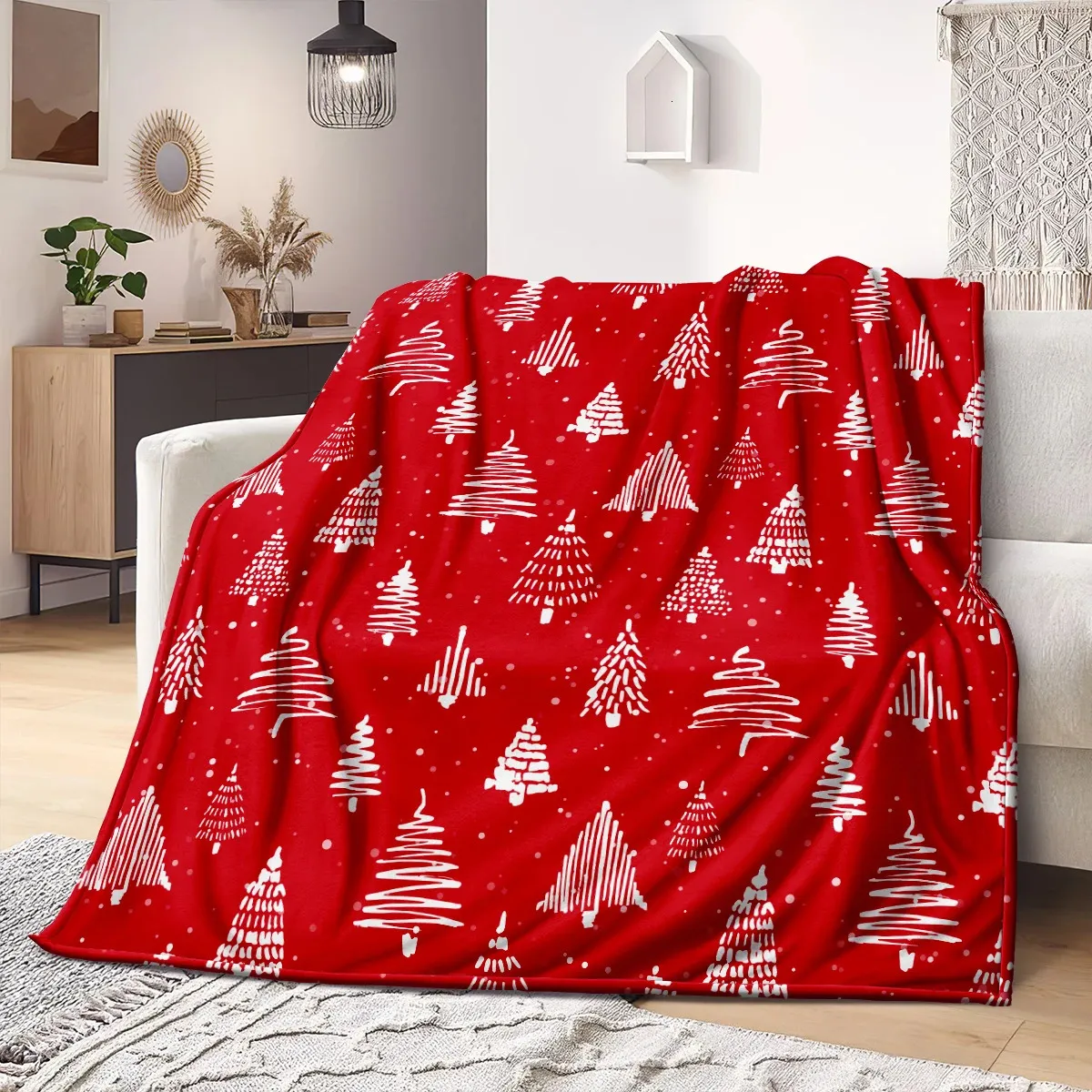 Decken Weihnachtsbaumdecke Mikrofaser Superweicher Überwurf für Bett Tagesdecke Sofa Dekorativ Camping Picknick Winter Warm 231207