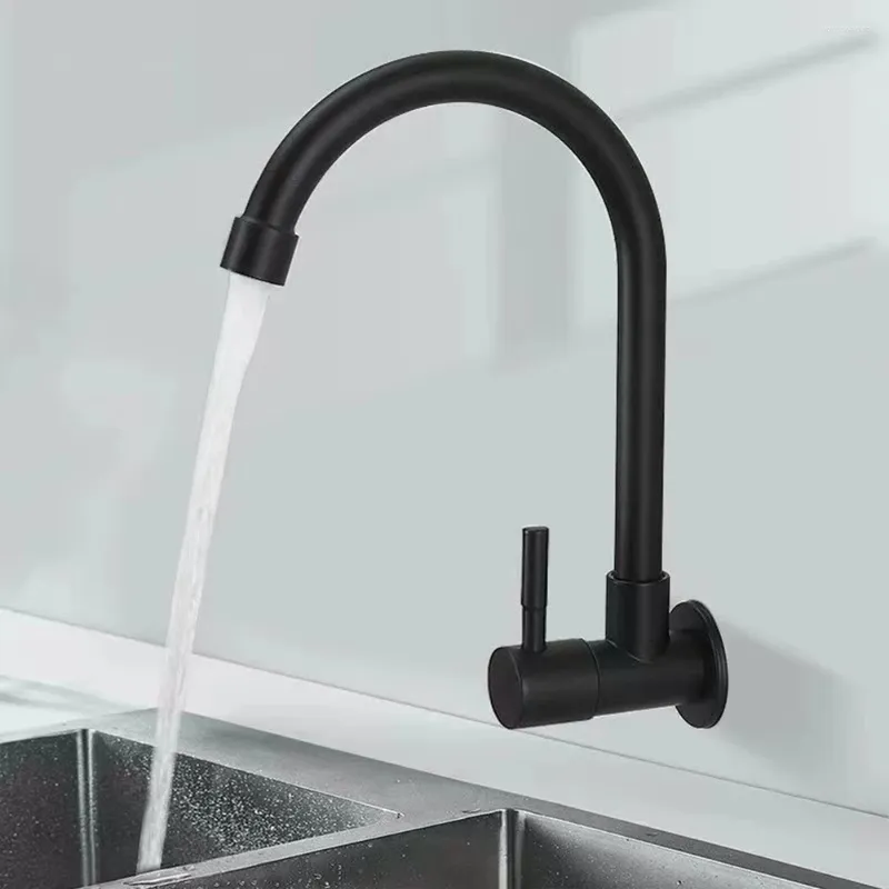 Bathroom Sink Faucets Black Kitchen Faucet Wall Mounted Flexible Stainless Steel Only Cold Water Tap Nozzle