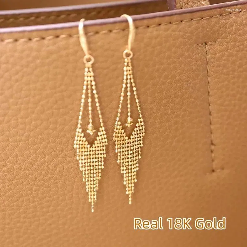Orecchini pendenti MIQIAO vera goccia d'oro 18 carati per le donne AU750 rombo frangia moda gioielleria raffinata stile regalo di lusso