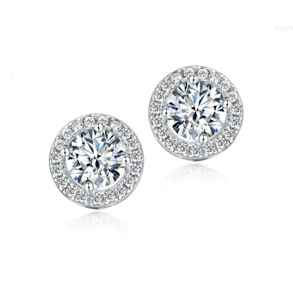 Boucles d'oreilles rondes luxueuses en argent S925, 0,5 ct et 1 ct, diamant Moissanite, Version coréenne, cadeau pour petite amie