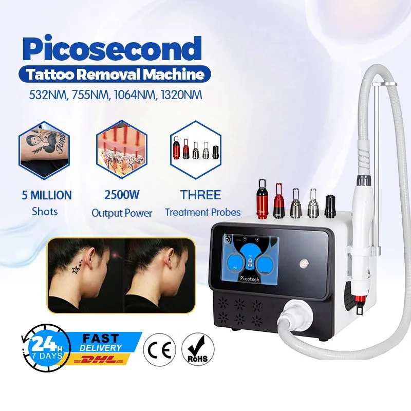 Venda quente pico laser q comutado portátil nd yag laser tatuagem equipamento de remoção 1320nm 1064nm 755nm 532nm