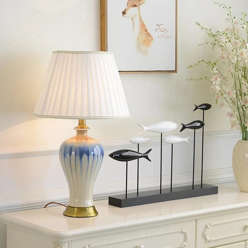 Table Lamps Ceramic Lamp Modern American Living Room Energy Saving Decorative Bedroom Porcelain