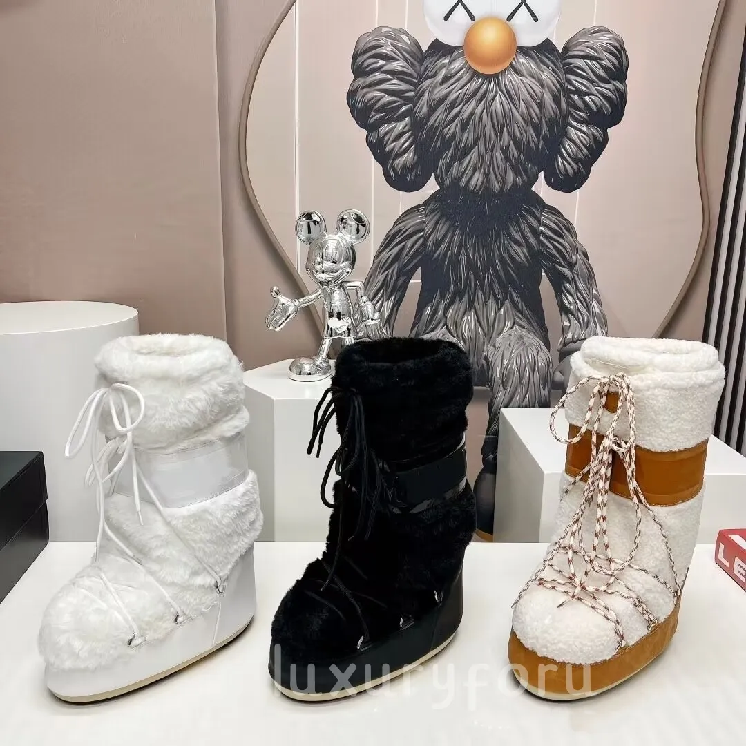 Moda tasarımcı kadın naylon plak ayak bileği botları tıknaz dip boot somu sıcak düz dipli bot yuvarlak ayak parmağı up su geçirmez kaymaz kar botu
