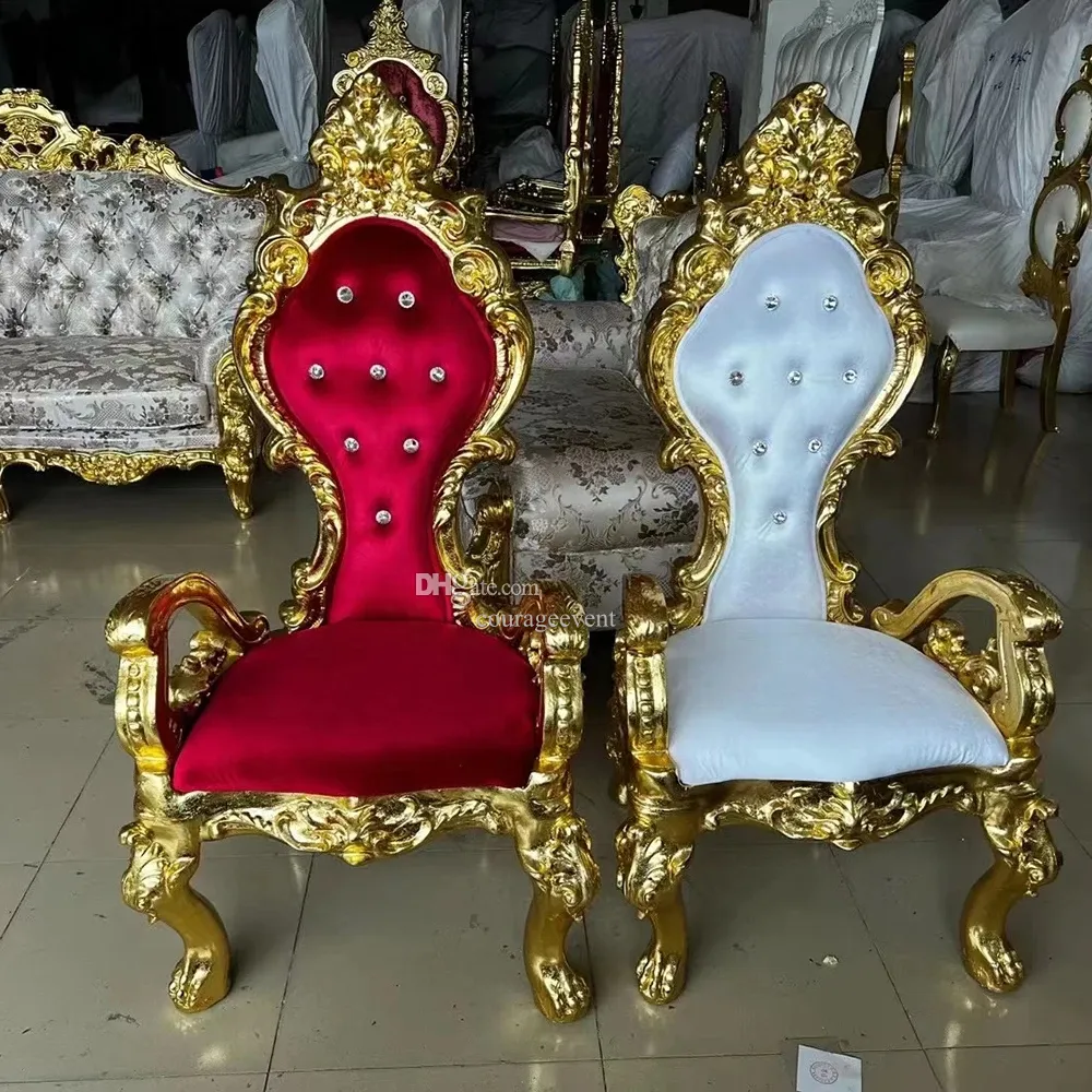 Chaises antiques trône roi et reine pour mariage Royal, 2 pièces, chaises de princesse, meubles de location 102