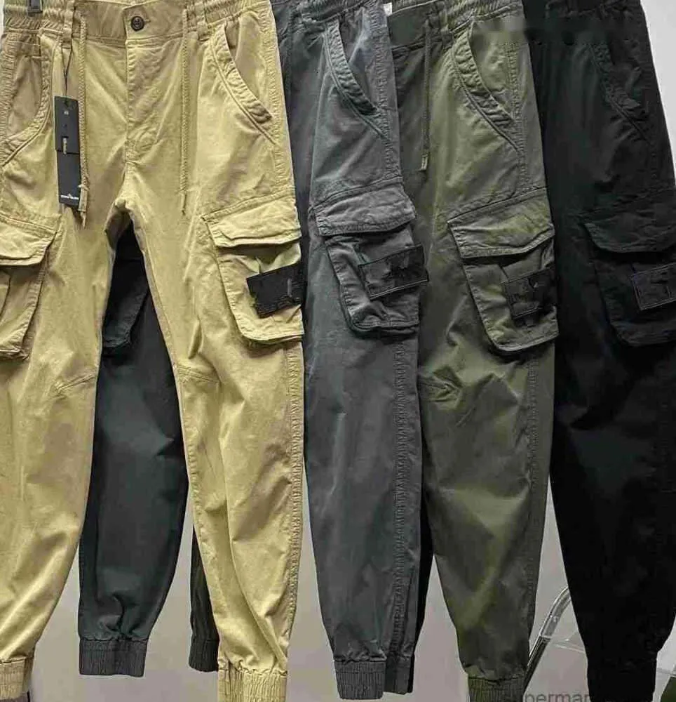 2023 Mens Stones Patches Island Vintage Cargo Pants Designer Big Pocket Overalls Trousers Track Fashion Brand Leggings Long Mens Sports Pants