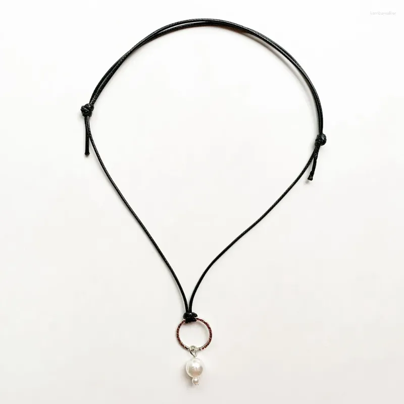 Simulated Pearl Pendant Necklace Adjustable Black Metal Circle Jewelry For  Women From Kembawalker, $6.03