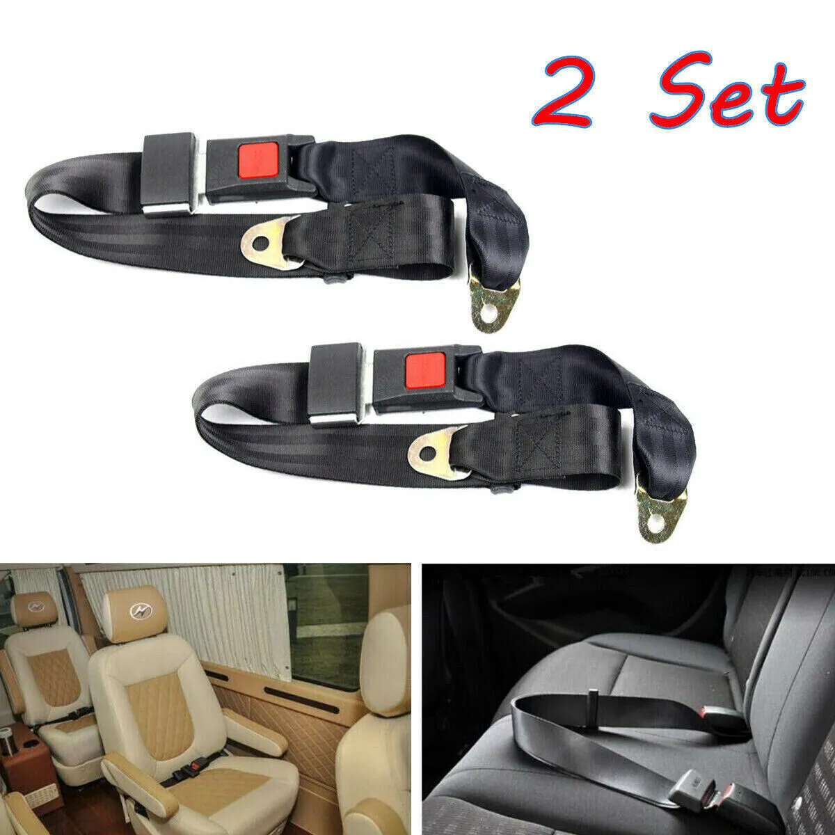 2X Universel 3 Point Rétractable Ceinture de Sécurité Voiture Siège ceinture