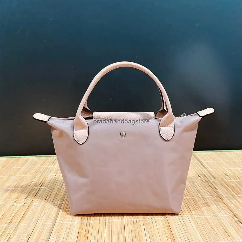 dinner bag Hualongxiang Small Short Handle Nylon Dumpling Bag Women's Waterproof Handbag Large Capacity Lightweight Tote Folding