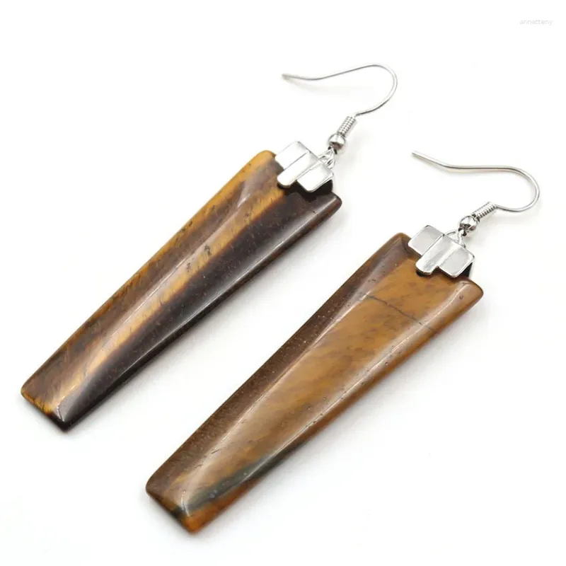 Dangle Earrings Natural Tigers Eye For Women Girl Geometric Rectangle Gemstone & Drop Earring Healing Chakra Jewelry