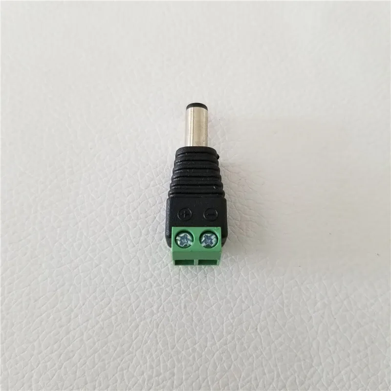 10 pçs/lote Solderless DC 5.5 2.1mm Adaptador Monitoramento Conector Macho Plug Verde 12V Terminal de Alimentação