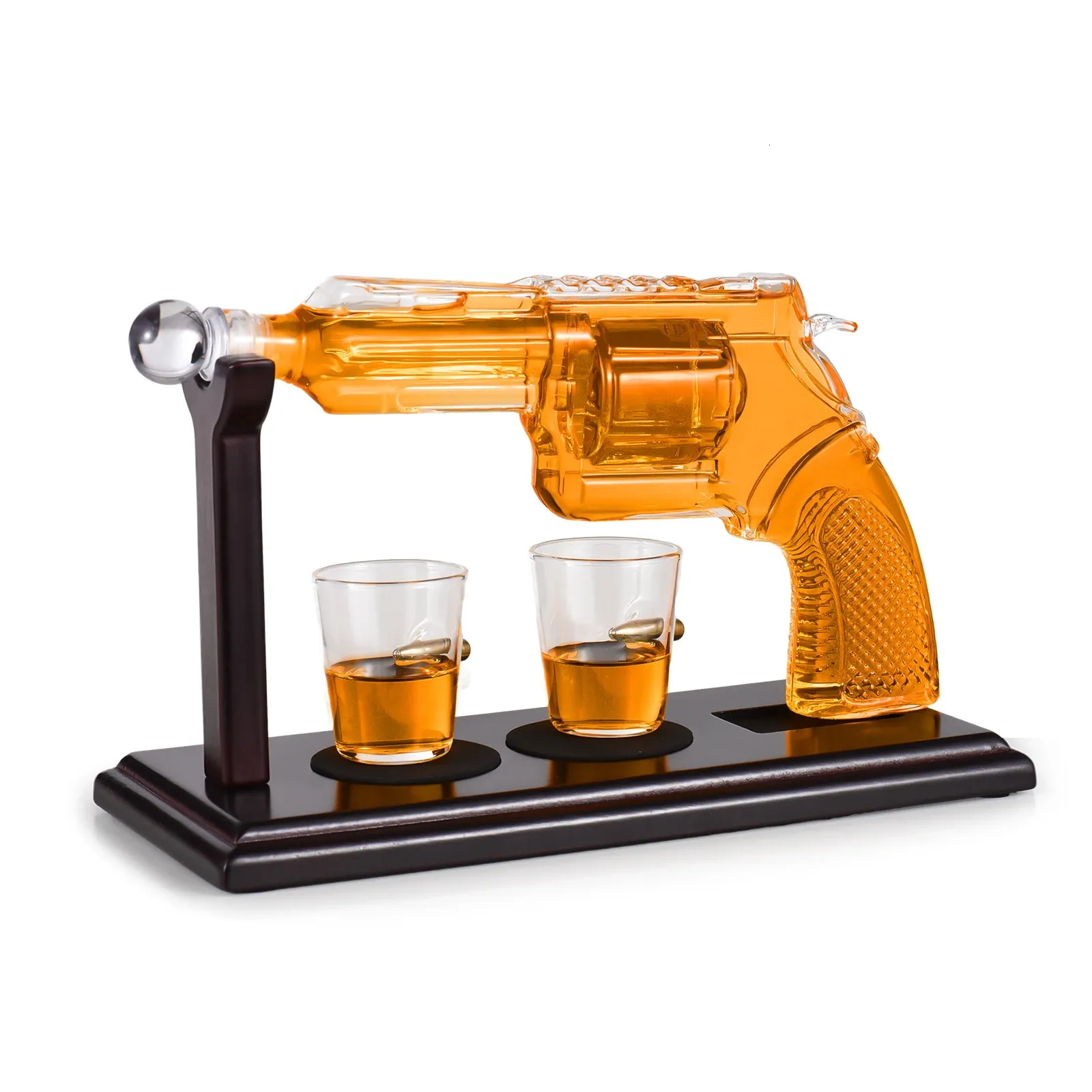 Outils de bar Whisky Decanter Ensembles Cadeaux uniques pour hommes 8 5 OZ Distributeur d'alcool frais en forme de pistolet avec verres Home Drinking Party 231206