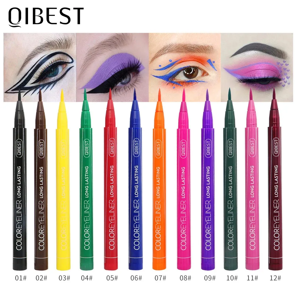 OogschaduwLiner Combinatie QI Eyelinerset Gekleurde voering Waterdicht 12 kleuren Langdurige ogen Pen Cosmeticakit Sneldrogend Make-uppotlood 231207