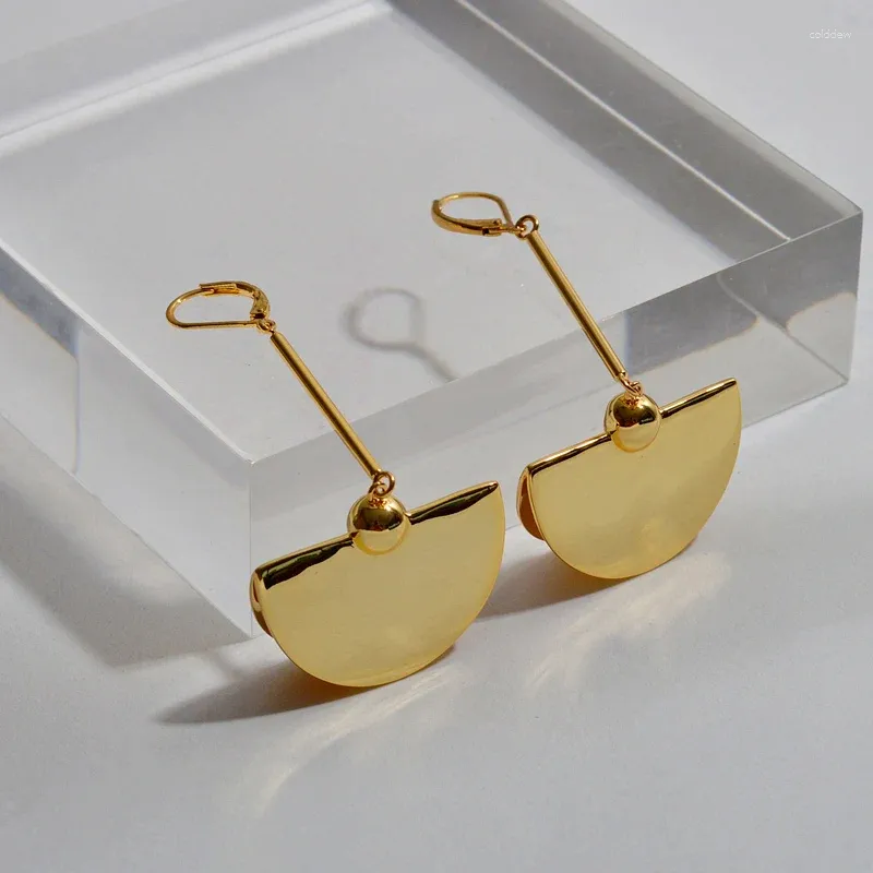 Boucles d'oreilles pendantes en or 18 carats pour femmes, marque de styliste, pendentif en forme d'éventail, bijoux de luxe fins, tendance, fête