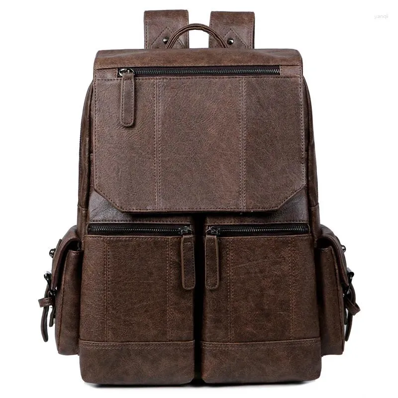 Sac à dos Vintage en cuir PU pour hommes, sac à dos pour ordinateur portable quotidien, sac à dos de voyage pour adolescent, cartable