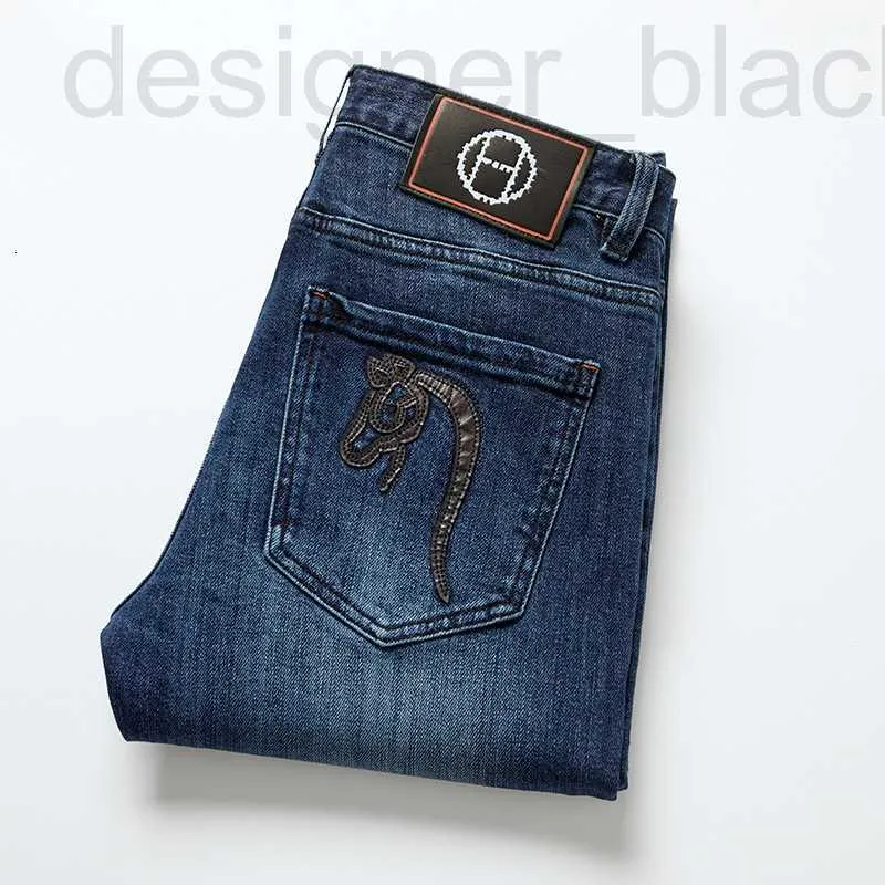 Erkekler Kot Designer Jeans 2022 Spring Brand Avrupa High End H ev işlemeli pamuk kurşun ince fit tozluk canlı yayın x8v7