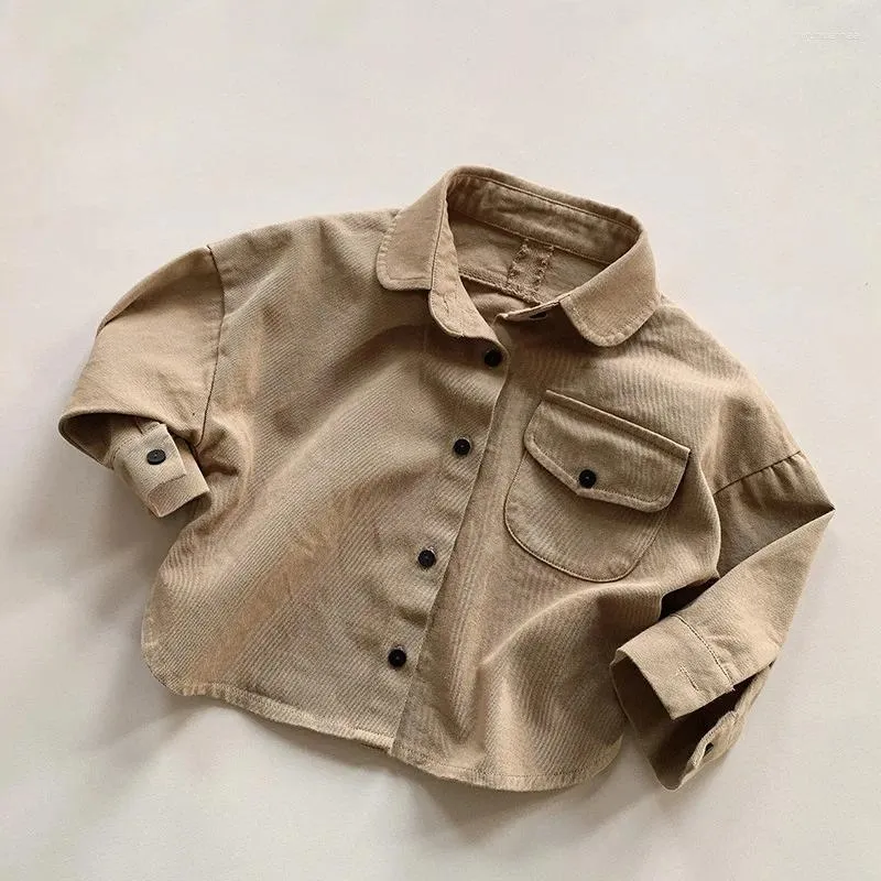 Jackets 2023 Children's Shirts Spring And Autumn Girls Korean Version Retro Wild Western Style Boys Baby Cotton Jacket