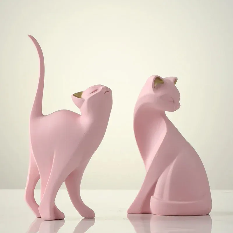 Christmas Decorations Arrival Pink Cat Home Decoration Creative Cat Statue Living Room Bedroom Desktop Decoration Resin Sculpture Craft Gift 231207