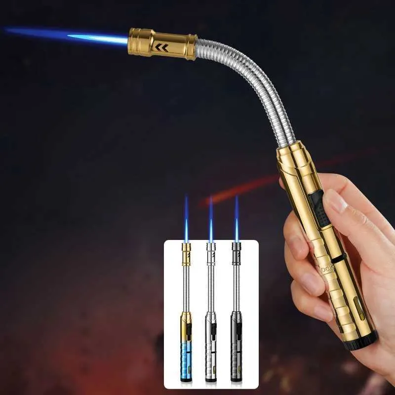 Bendable Kitchen Lighter Outdoor BBQ Ignition Tool Windproof Welding Gun Inflatable Butane Smoking Accessories