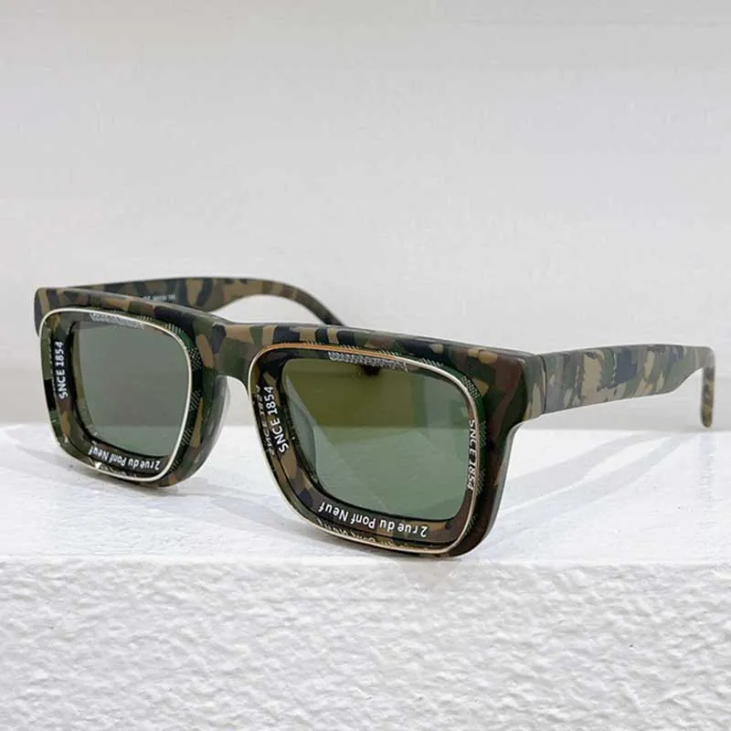 2024 Men s Women s Camouflage Rectangular Sunglasses Polarized Anti Reflective Acetate Metal Frame Fashionable Retro Design