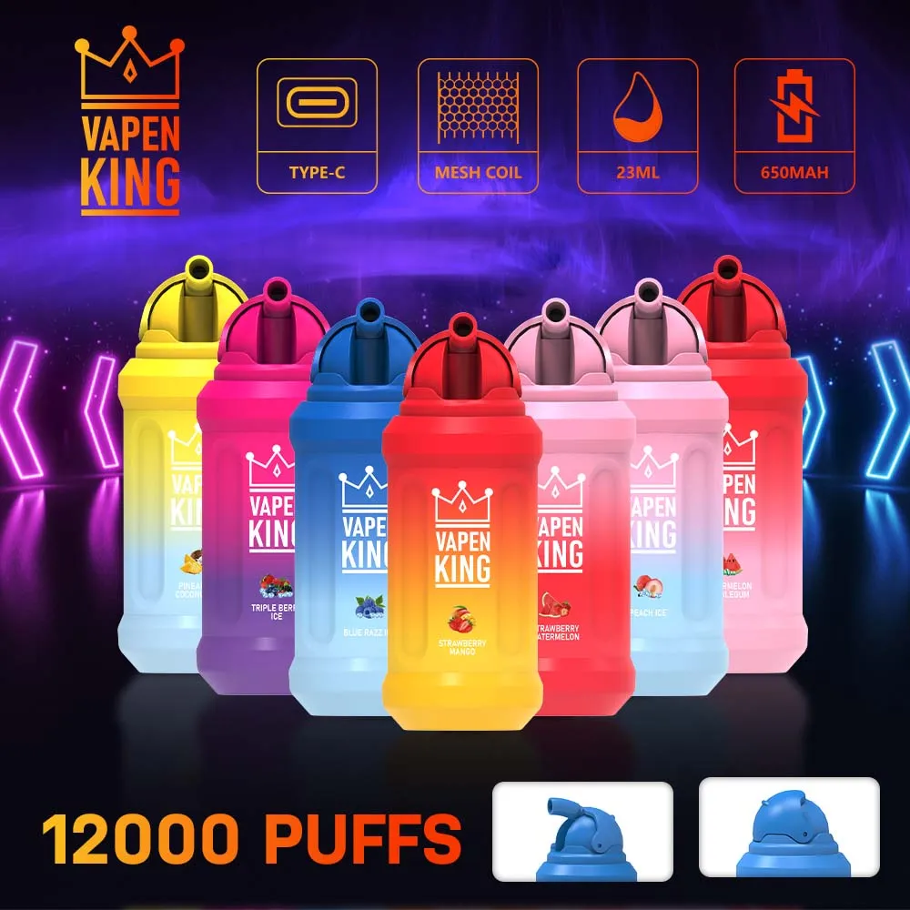 EU Warehouse Stock Vapen King 12000 Puff 12K Disponibla vapes penna E Cigarett 23 ml Förfylld förångare laddningsnätspolvape penna