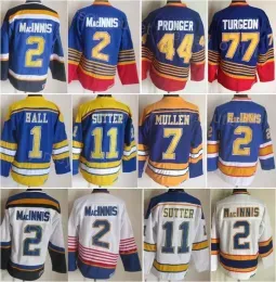 Men Retro Hockey 2 Al Macinnis Jersey Vintage Classic 1 Glenn Hall 7 Joe Mullen 11 Brian Sutter 44 Chris Pronger 77 Pierre Turgeon 1995 1996