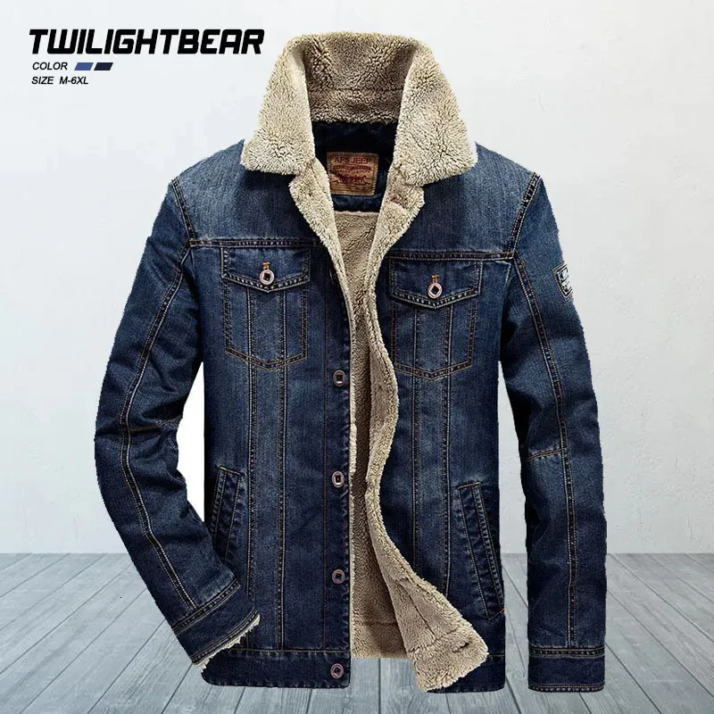 DHgate Mens Oversized Fleece Denim Jacket Winter Warm Thick Casual Streetwear Jacket Coat for Men Apparel