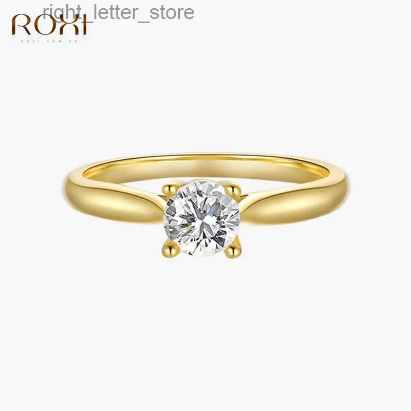 Pierścień Solitaire Roxi Znakomite kryształowe pierścienie dla kobiet Pierścienie palców ślubnych 925 Srebrny pierścionek zaręczynowy biżuteria Anilos Bague Femme YQ231207
