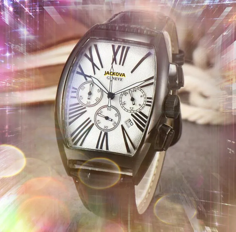 Relogio Masculino Luxury Full Functional Watches Outdoor Chronograph Quartzバッテリー6 stich作業革ストラップ腕時計ギフトreloj de lujo