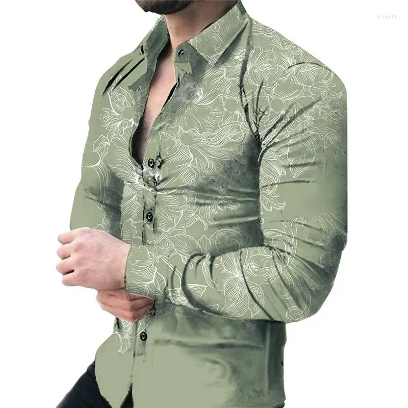 Men's Casual Shirts 2023 Digital Printed Long Sleeve Fashion Cross-Border