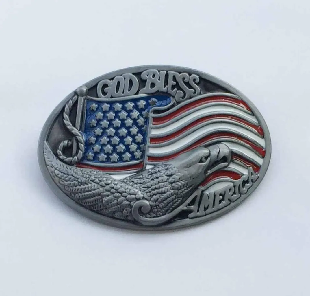 Flag American Silver Eagle Men Belt Buckle SWBY705 مناسبة لـ 4 سم