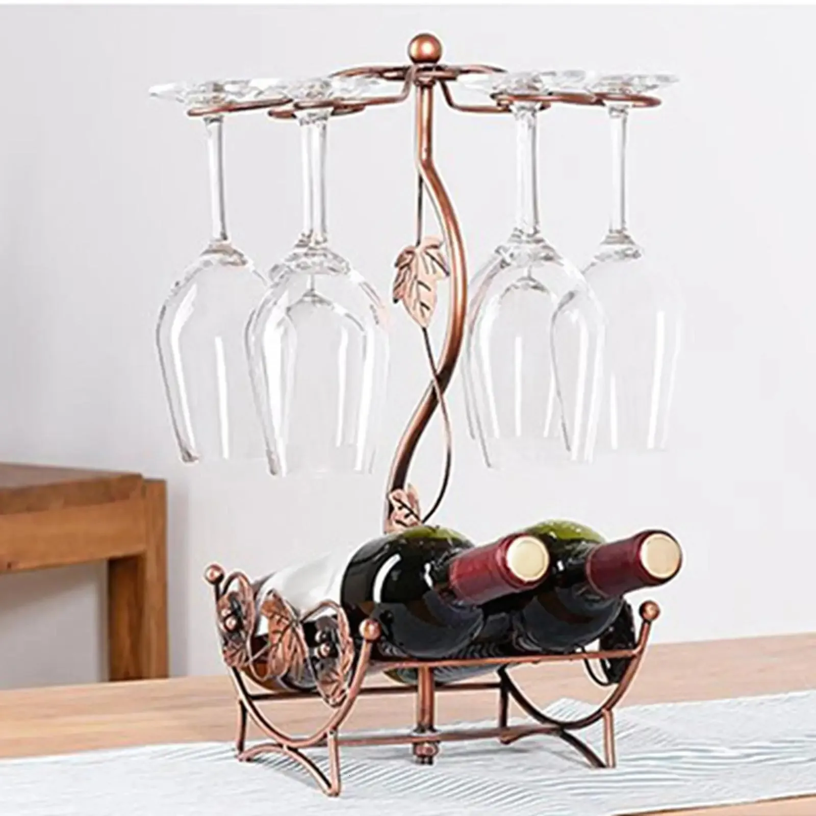 Ice Buckets And Coolers Iron Wine Bottle Glass Cup Display Holder Stand for Bar Cellar Pantry 231206