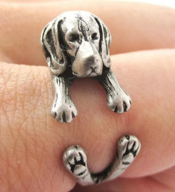 Cluster-Ringe Beagle-Hundering, freie Größe, Punk-Tierschmuck für Haustierliebhaber