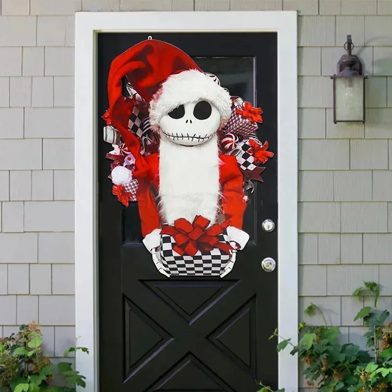 Christmas Decorations Nightmare Before Christmas Jacks Skellington Wreath Garland Door Hanging Outdoor Decoration Halloween Christmas Home Ornament 231207