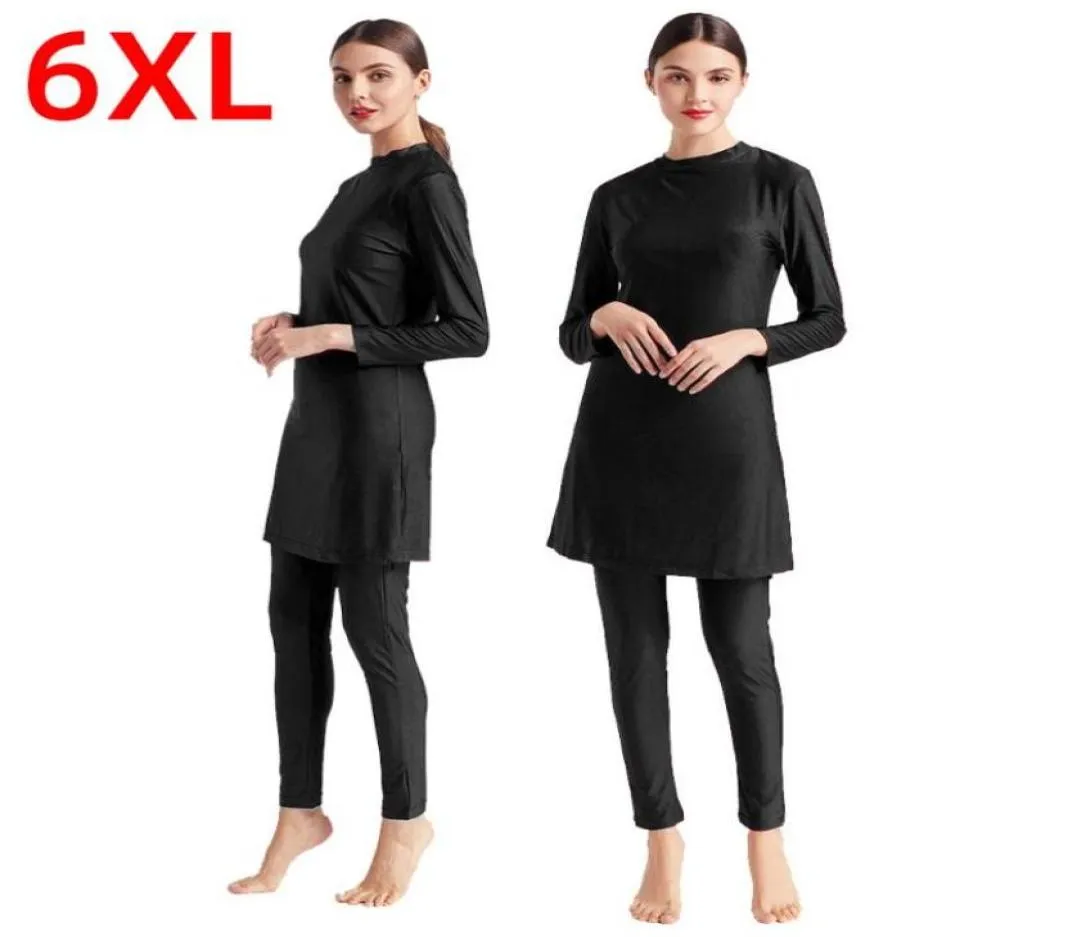 Maillot de bain grande taille maillots de bain femme 2021 musulman islamique maillot de bain noir femmes 039s à manches longues modeste maillot de bain Hijab Burkini Turk8960530