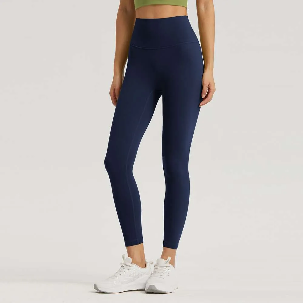 Lu Lu Pant Yoga Outfit Solid Color4.0 Femmes Leggings Athlétique Serré Taille Haute Sport Align Lemon Pantalon poches arrière taille Gym Entraînement Entraînement Jog Compression