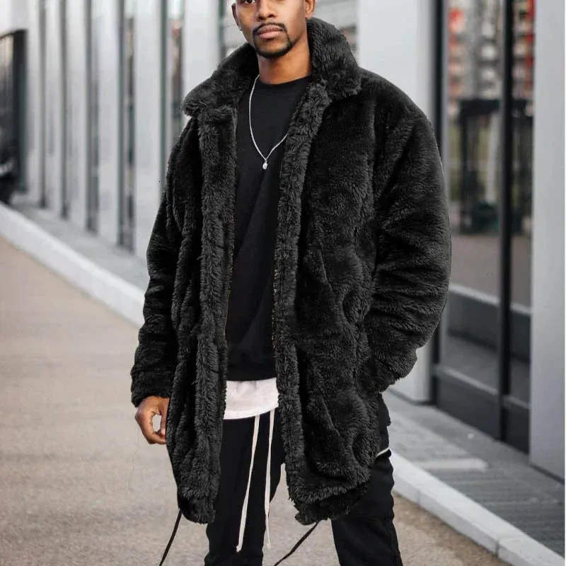 Misturas de lã masculina outono e inverno pele sintética moda coreana roupas finas marrom fofo casaco quente casual masculino top jaqueta térmica 231207