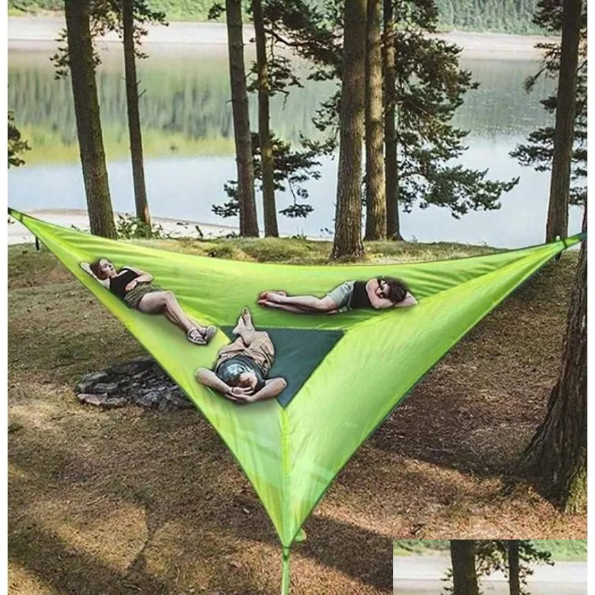 Hammocks Portable Hammock Mtifunctional Triangle Aerial Mat för utomhuskamträd tält MTI Person Sleep Pad J2303025264093 Drop Deliver Dh9yh